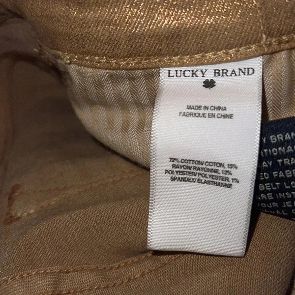Lucky Braid Charlie Skinny Metallic  Gold jeans Sz 0 - Picture 5 of 14